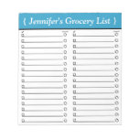 Personalized 5.5" x 6" Blue Grocery List Notepad