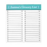 Personalized 5.5" x 6" Teal Grocery List Notepad