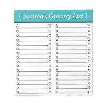 Personalized 5.5" x 6" Teal Grocery List Notepad