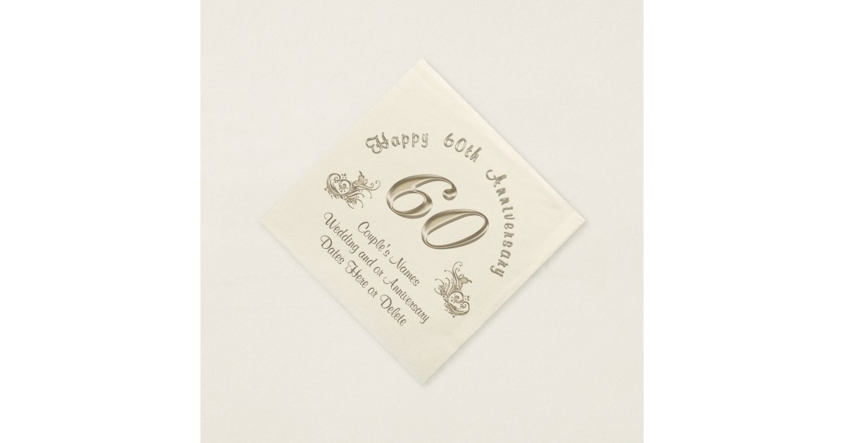 PERSONALIZED 60th Wedding Anniversary Napkins Zazzle