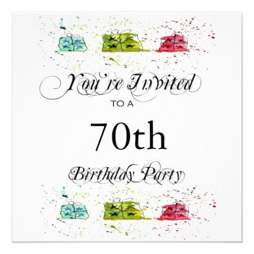 Personalized 70th Birthday Party Invitations (front side)
