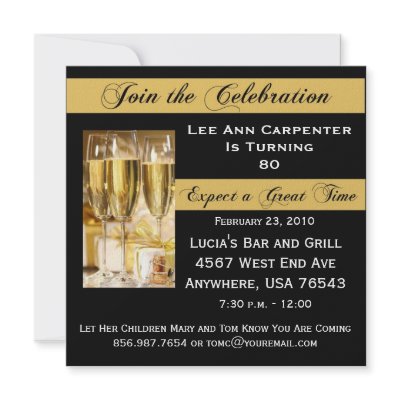 Personalized 80th Birthday Party Invitation (10-pack)