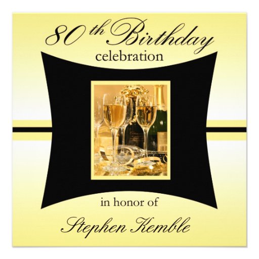 Personalized 80th Birthday Party Invitations (front side)