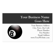Personalized 8 Ball Billiards Business Card