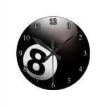 Personalized 8 Ball Billiards wall clocks