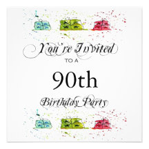 Personalized 90th Birthday Party Invitations