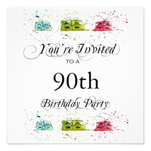 Personalized 90th Birthday Party Invitations (front side)