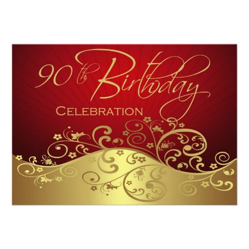 Personalized 90th Birthday Party Invitations (front side)