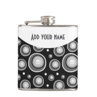 Personalized Abstract Black White Gray Polka Dots Hip Flasks