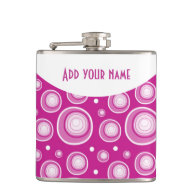 Personalized Abstract Fucshia Polka Dots Hip Flask