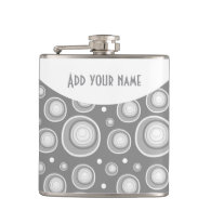 Personalized Abstract Gray Polka Dots Hip Flasks