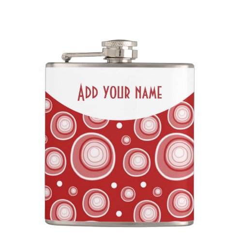 Personalized Abstract Maroon  Polka Dots Flasks