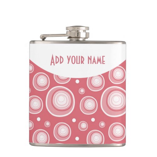 Personalized Abstract Peach Polka Dots Hip Flask