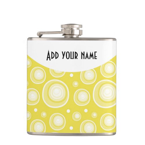 Personalized Abstract Yellow Polka Dots Flask