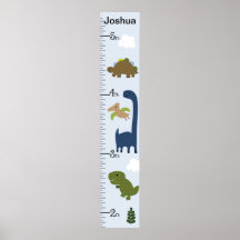 Personalized Adorable Dinosaur Growth Chart Poster