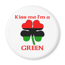 Personalized African American Kiss Me I'm Green magnets