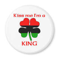 Personalized African American Kiss Me I'm King magnets