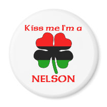 Personalized African American Kiss Me I'm Nelson magnets