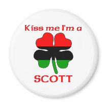 Personalized African American Kiss Me I'm Scott magnets
