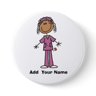 Personalized African American  Nurse  Button button
