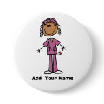 Personalized African American  Nurse  Button