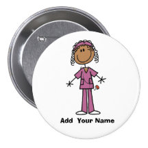 Personalized African American  Nurse  Button