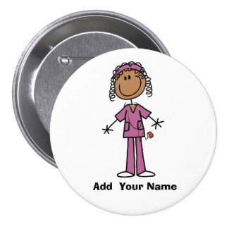 Personalized African American Nurse Button