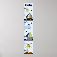 Personalized Ahoy Mate/Sailboat/Whale Growth Chart Print