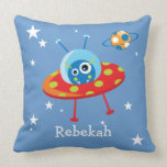 Personalized Alien Spaceship Throw Pillow