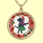 Personalized Aloha Black Labrador Santa Hat necklaces