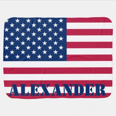 Personalized American Flag Swaddle Blanket