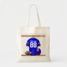 Personalized American Football Grid Iron jersey Tote Bag