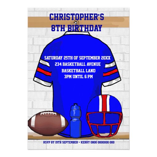 Personalized American Football Grid Iron jersey Invitation