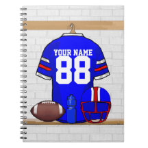 Personalized American Football Grid Iron jersey Note Book