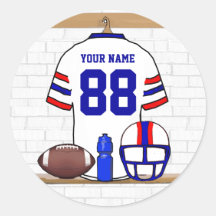 Personalized American Football Grid Iron WRB Round Sticker