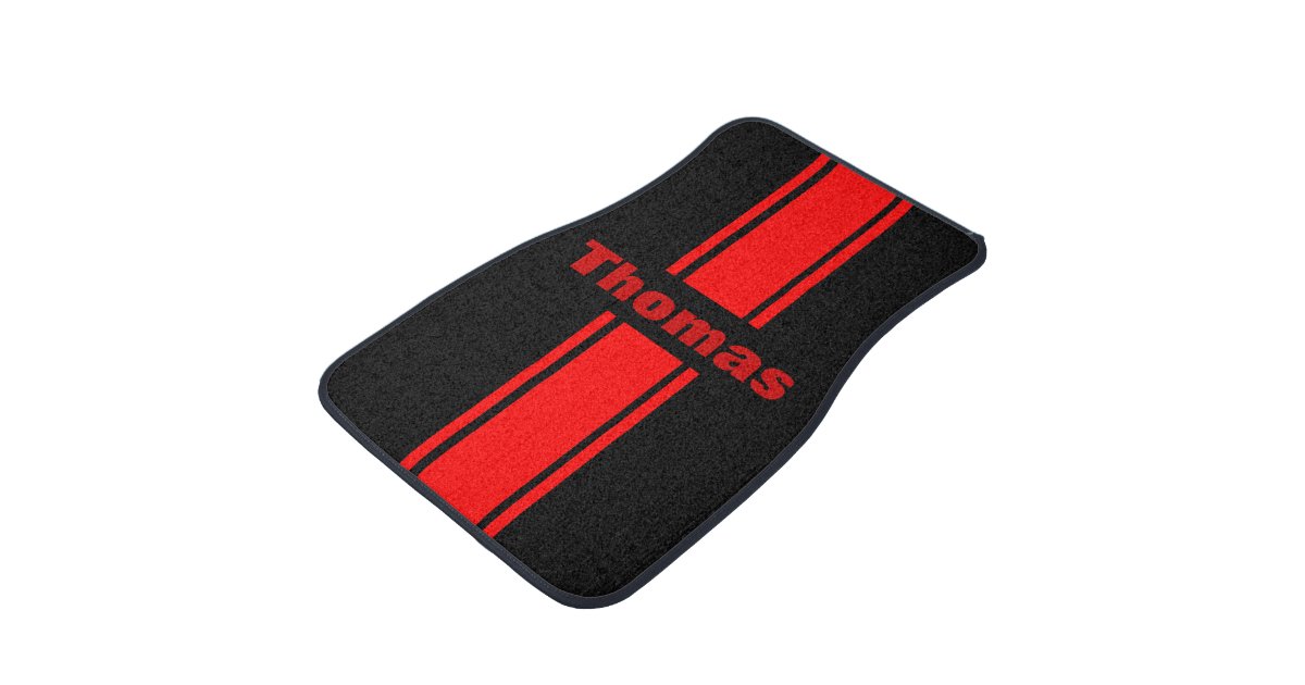 personalized any name red racing stripe floor mats zazzle personalized any name red racing stripe floor mats zazzle