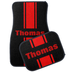 Personalized Any Name Red Racing Stripe Floor Mats Car Mat