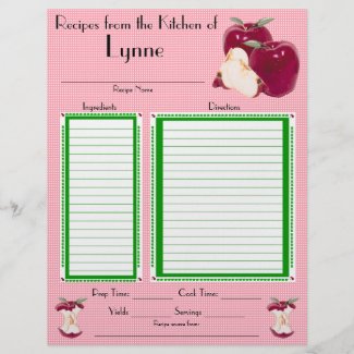 Personalized Apple design recipe page letterhead