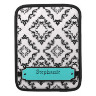 Personalized aqua black damask Rickshaw sleeve rickshawsleeve