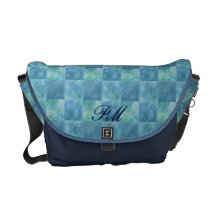 Personalized Aqua Checkers Courier Bag