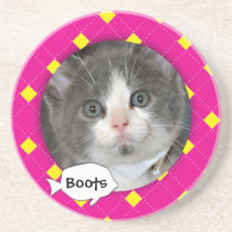 Personalized Argyle Cat Photo coasters