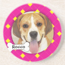 Personalized Argyle Dog Photo coasters
