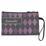 Personalized ARGYLE PATTERN Bagettes Bag (purple) Wristlet Clutch