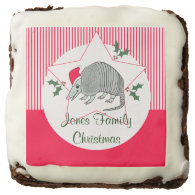 Personalized Armadillo Santa Christmas Square Brownie