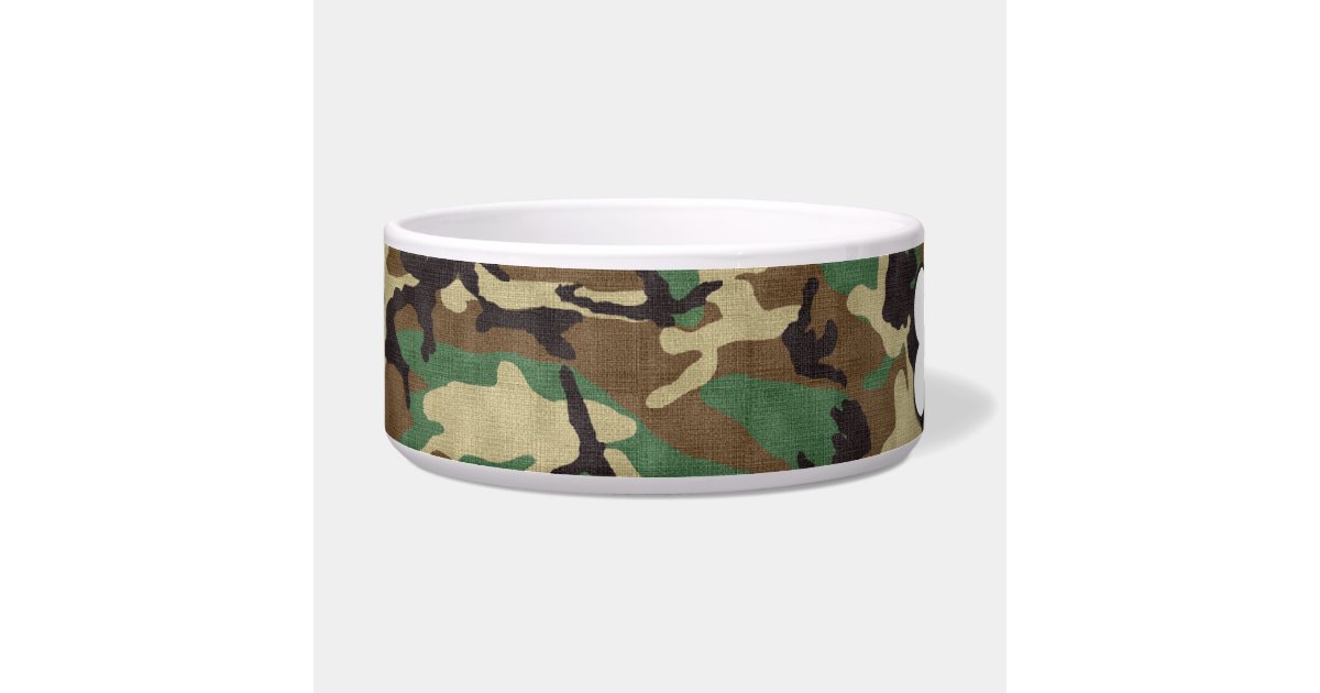 Personalized Army Woodland Camouflage Dog Bowl Zazzle