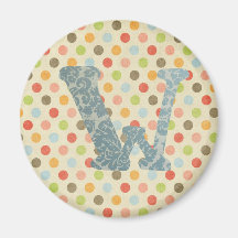 Personalized Art Letter W Refrigerator Magnet