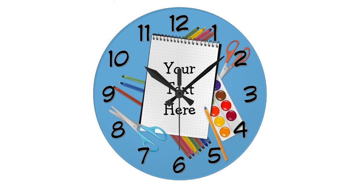 Personalized Artsy Craft Supplies Wall Clock Zazzle