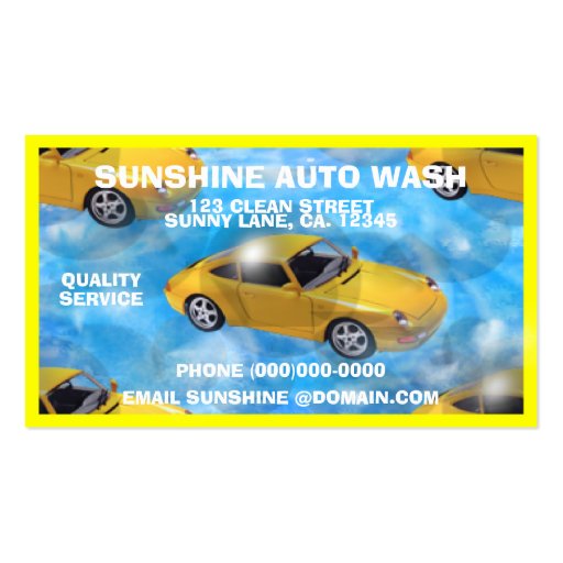 Personalized Auto Wash Business Cards (front side)