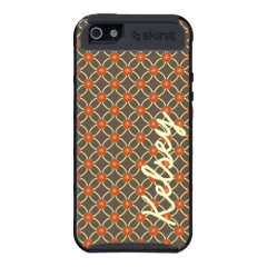 Personalized Autumn Floral Print Orange Cargo Case iPhone 5 Cases