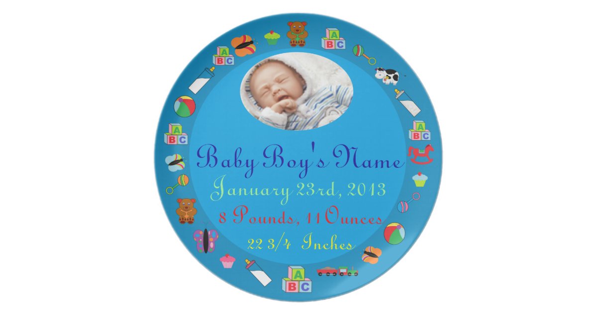 PERSONALIZED Baby Boy PHOTO Birth Keepsake Plate Zazzle